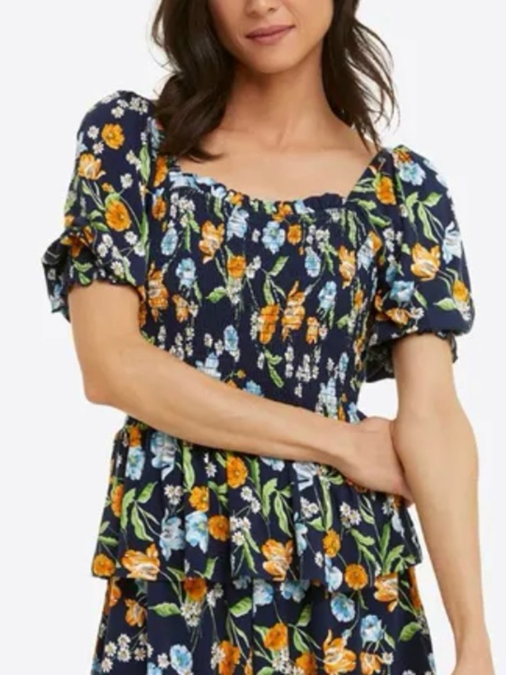 Draper James Floral Smocked Top